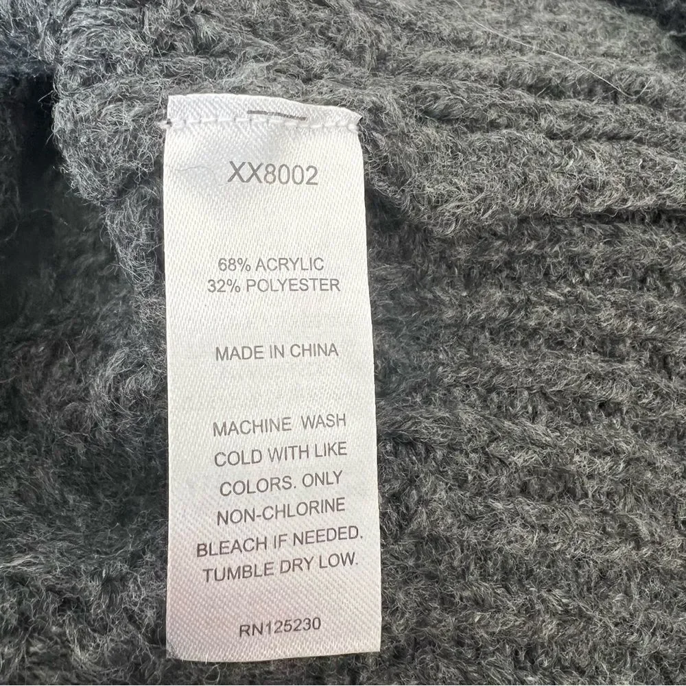 NWT Nordstrom Cali Be Charcoal Gray‎ Cable Knit Crew Neck Sweater - XL/1X